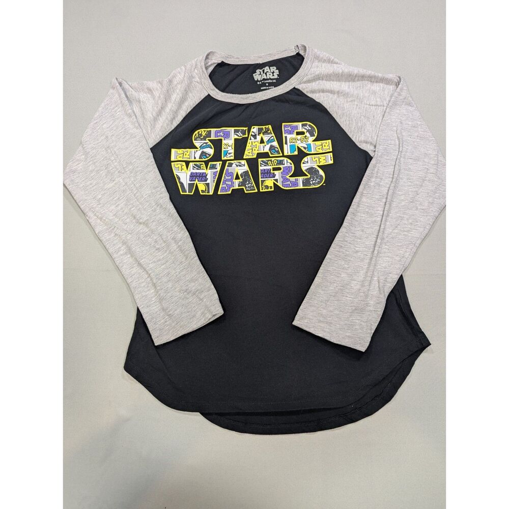 Star Wars Womens M Sleep Shirt Darth Vader R2-D2 Raglan Long Sleeve 2015